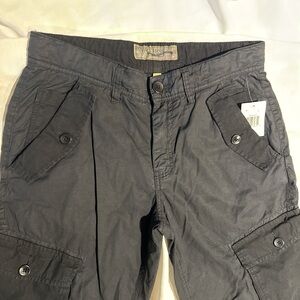 New Mens Guess The Slim Cargo Pockets Chino Cotton Black Pants 32